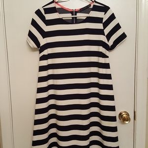 Navy striped circus tent, parachute dress